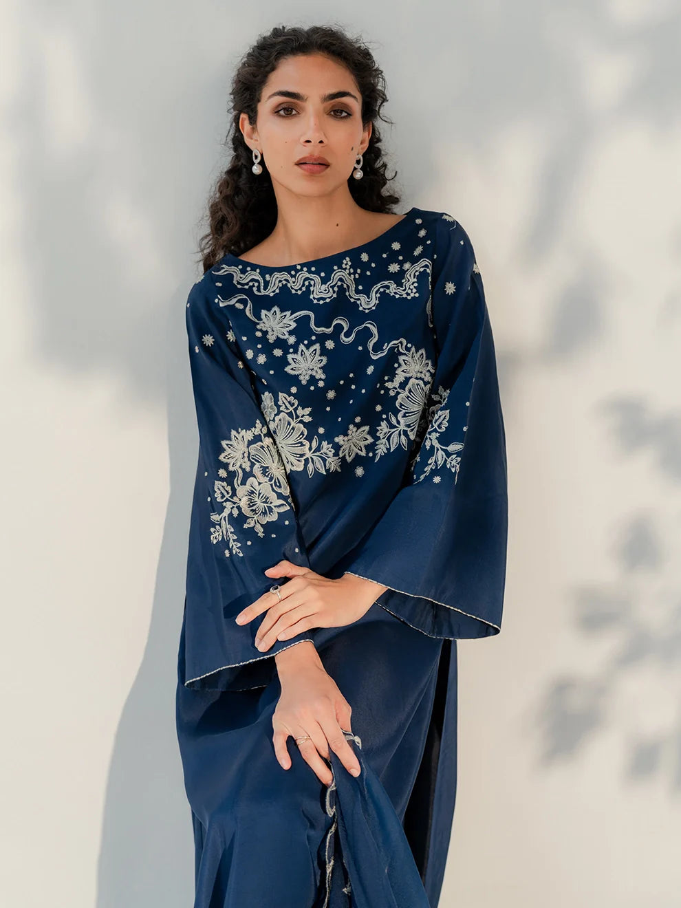MIDNIGHT SAPPHIRE - 3pcs Khaddi Silk Ensemble