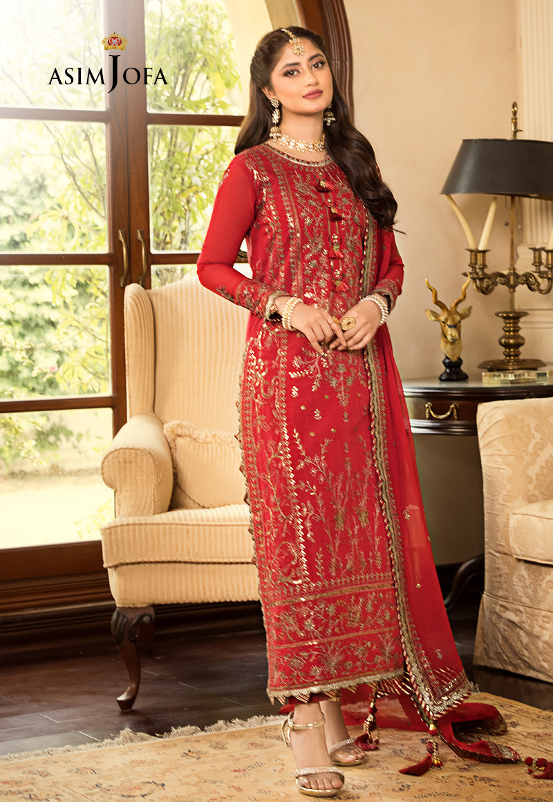 AJJM-07 EMBROIDERED CHANDERI COTTON 3 PCS