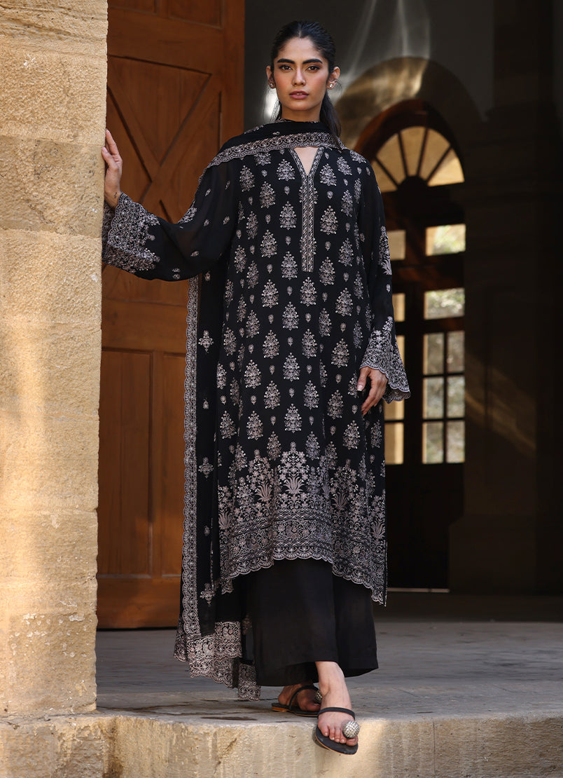 3 PC Chiffon Embroidered Suit12434501201040