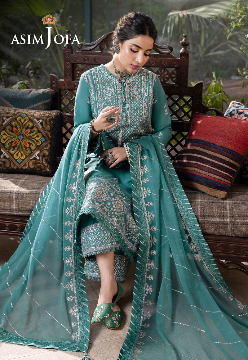 AJSWD-28 EMBROIDERED LAWN SILK 3 PCS