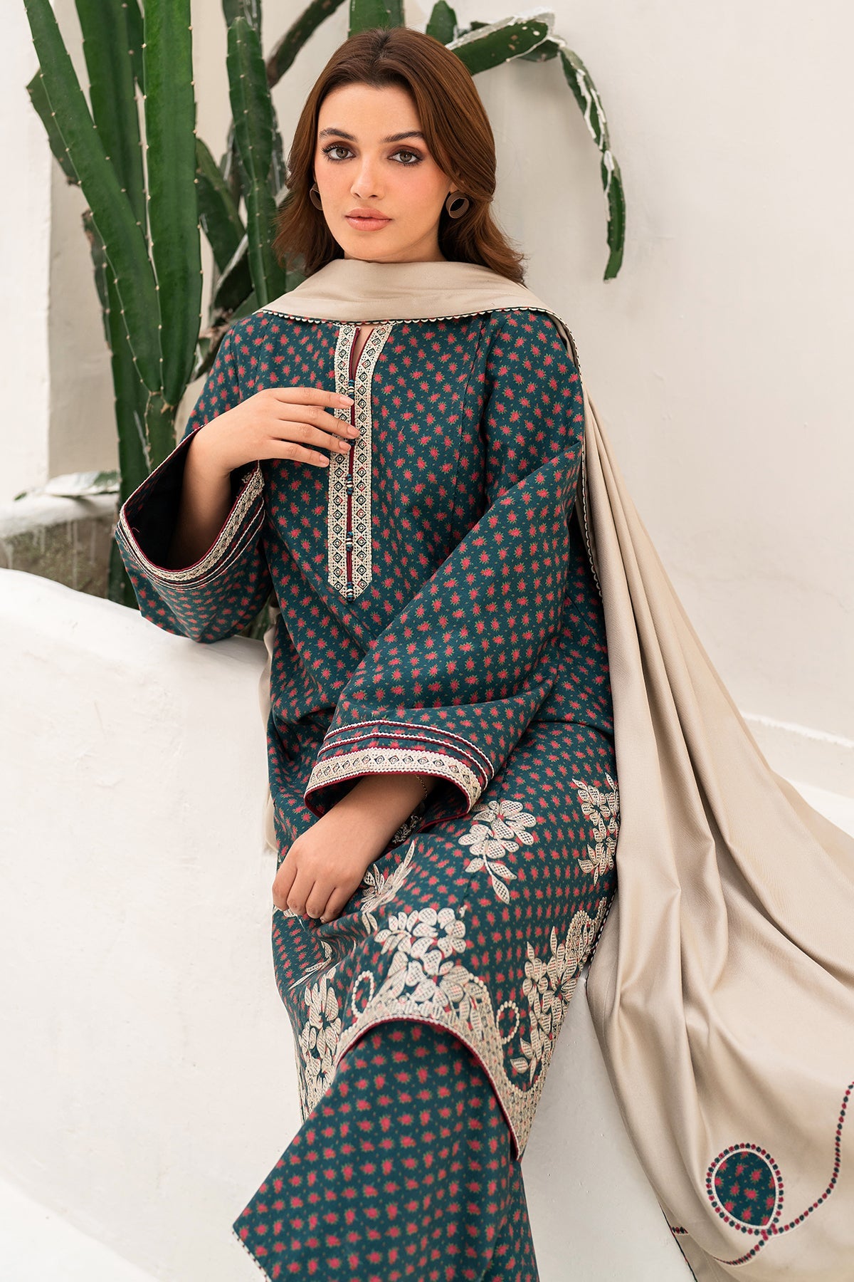 3 Piece Embroidered Organza Suit