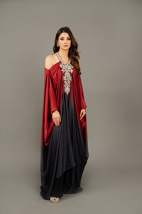 Crystal Neckline Ombrè Kaftan