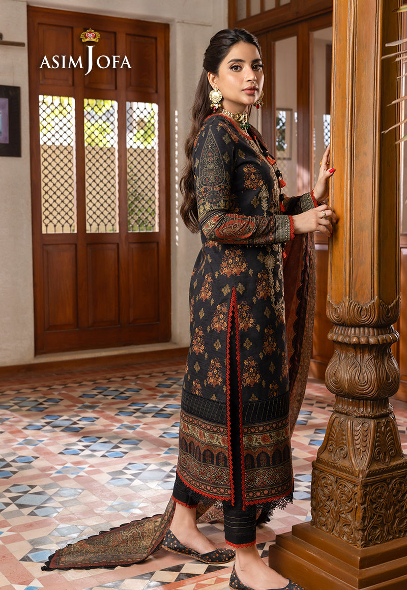 AJULSC-06 Embroidered Charmeuse Silk Unstitched 3 Pcs