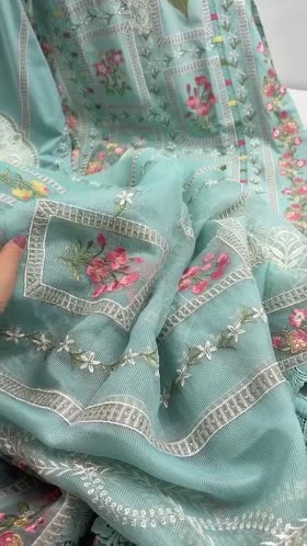 Aneelas Luxury Lawn Emb 3pc Khadi Net Duppata [LUX-26-80] [Dispatch Time 2 Months]