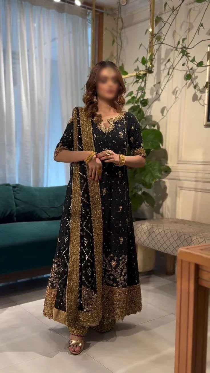Haris Shakeel – Black Bridal Chiffon Style