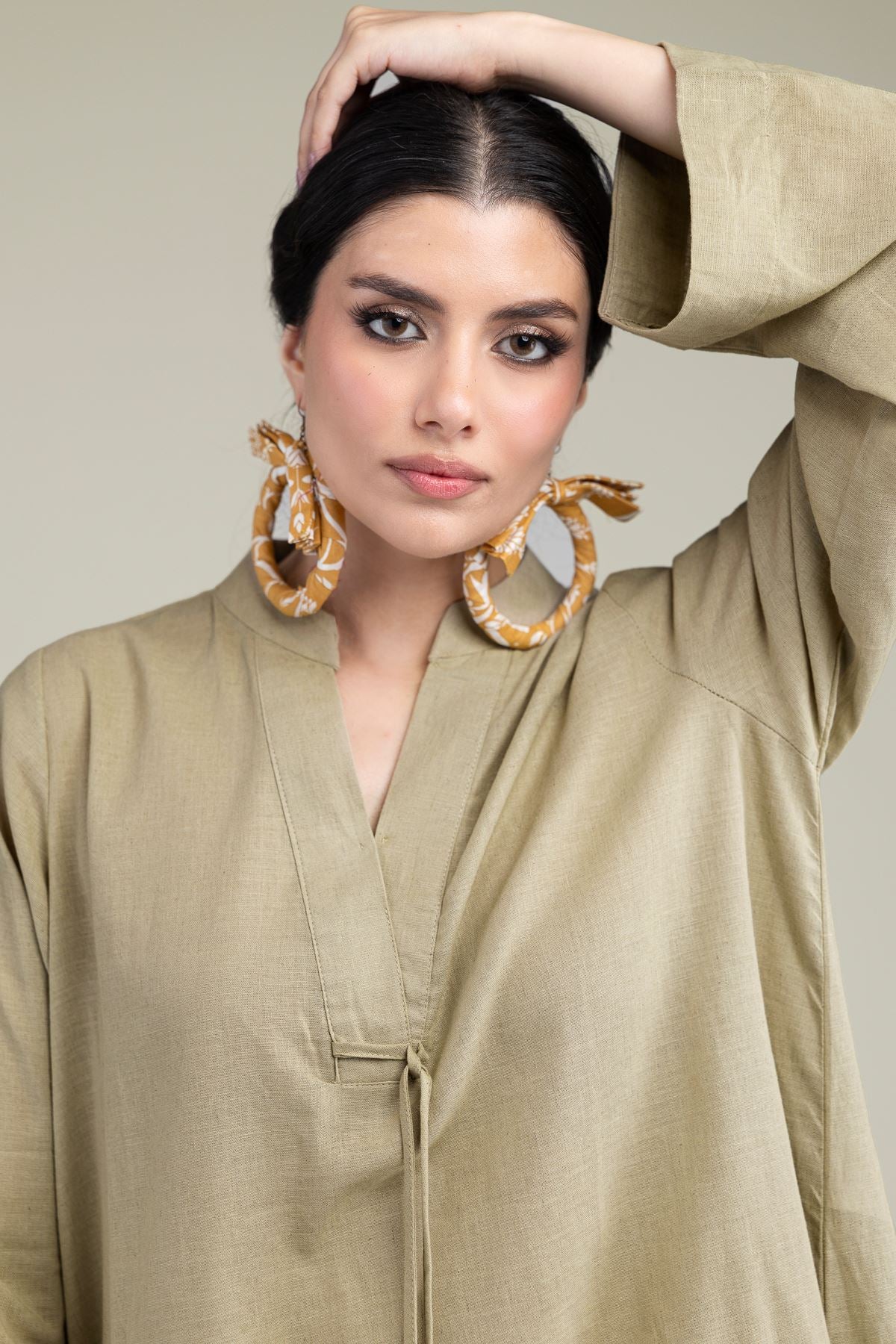 V-Neck Band-Collar Kurta