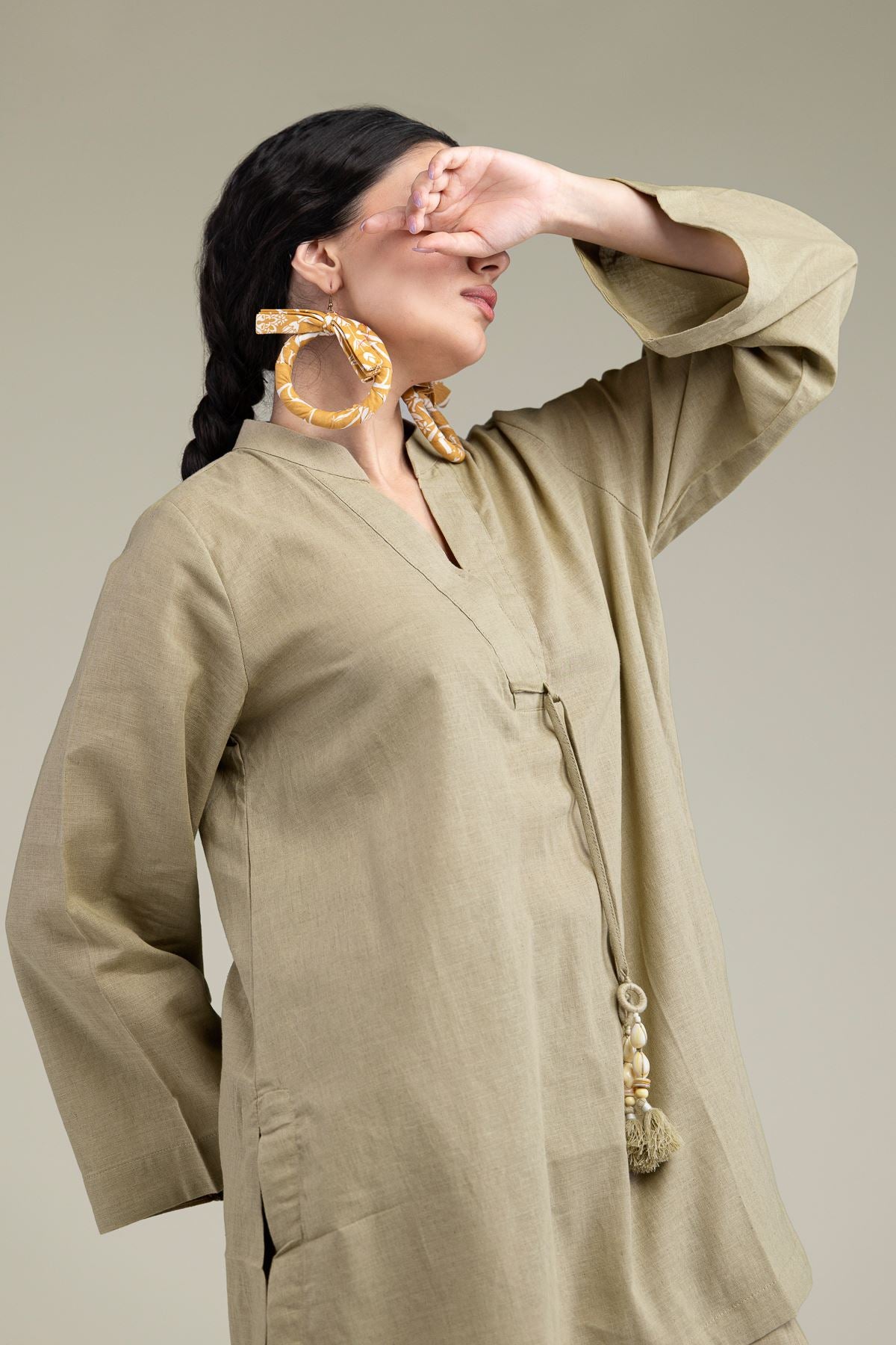 V-Neck Band-Collar Kurta