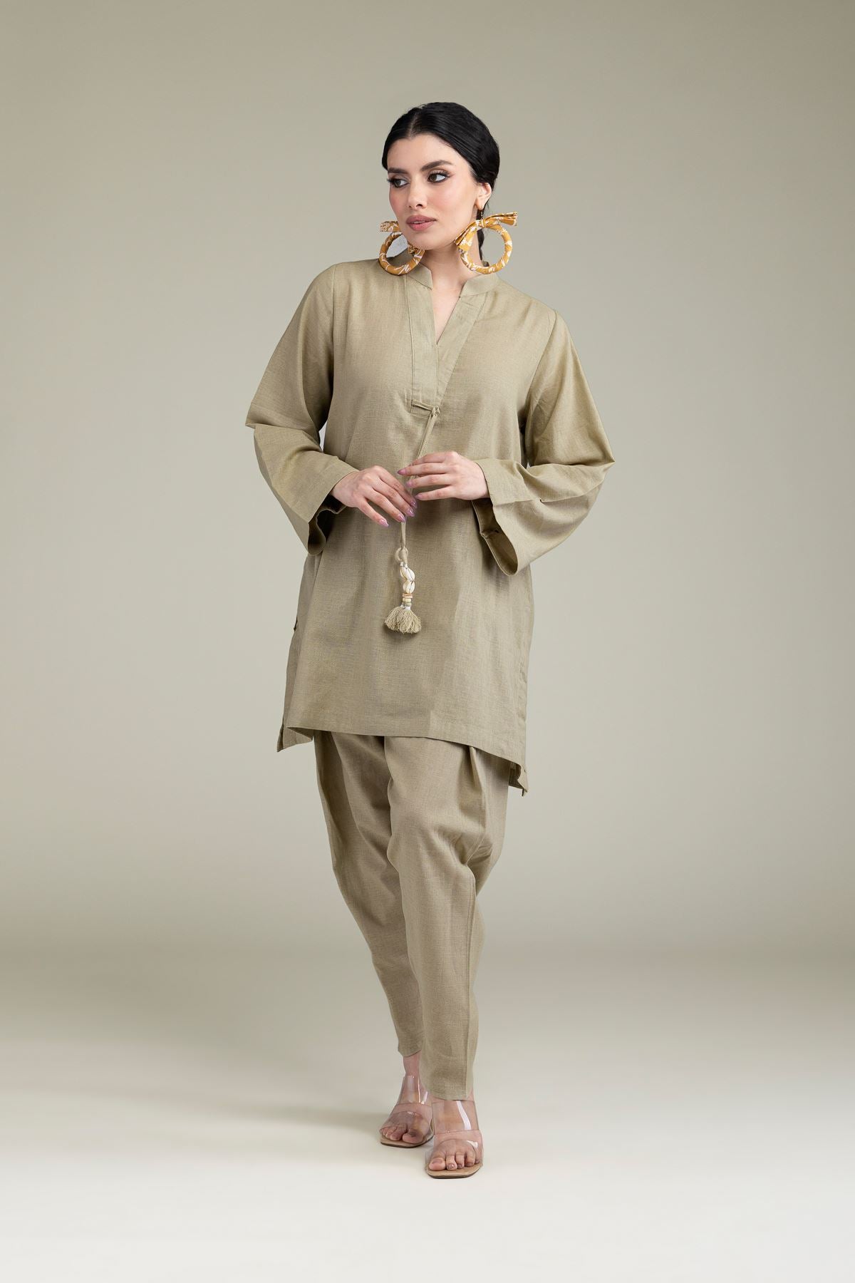 V-Neck Band-Collar Kurta