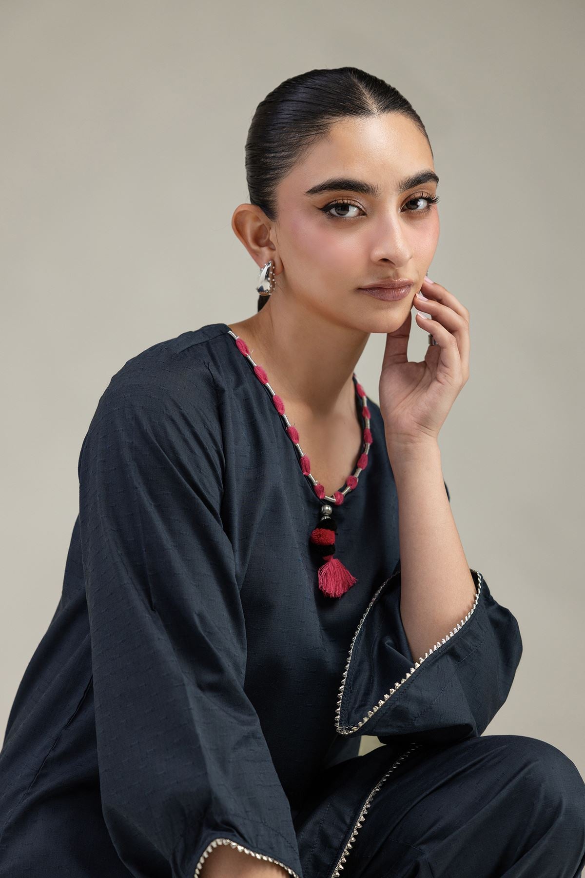 V-Neck Cotton Kurta