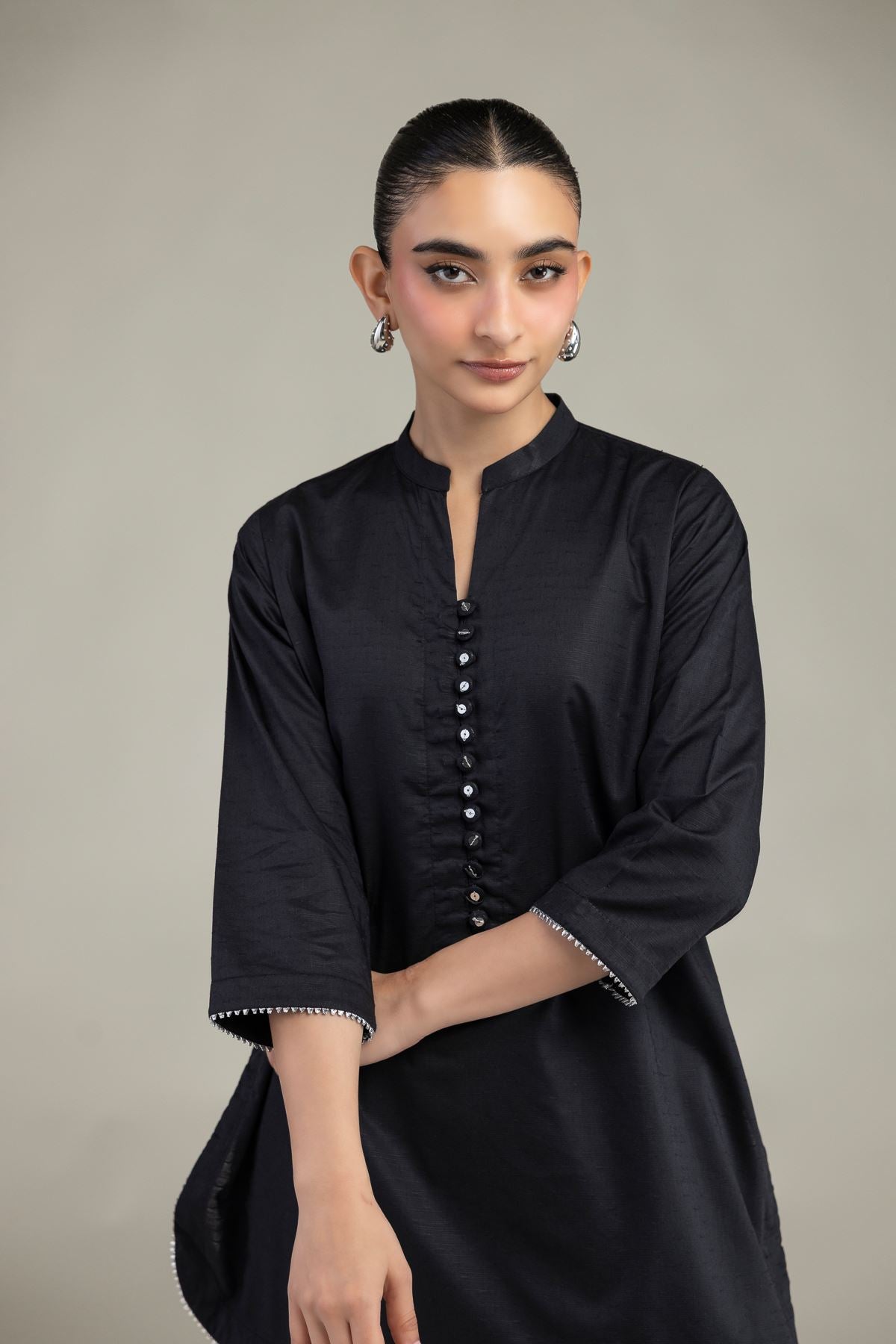 Black Cotton Kurta