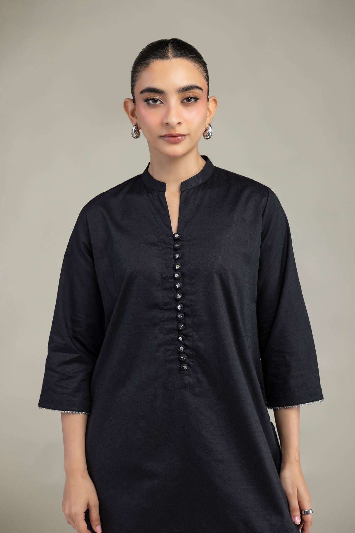 Black Cotton Kurta