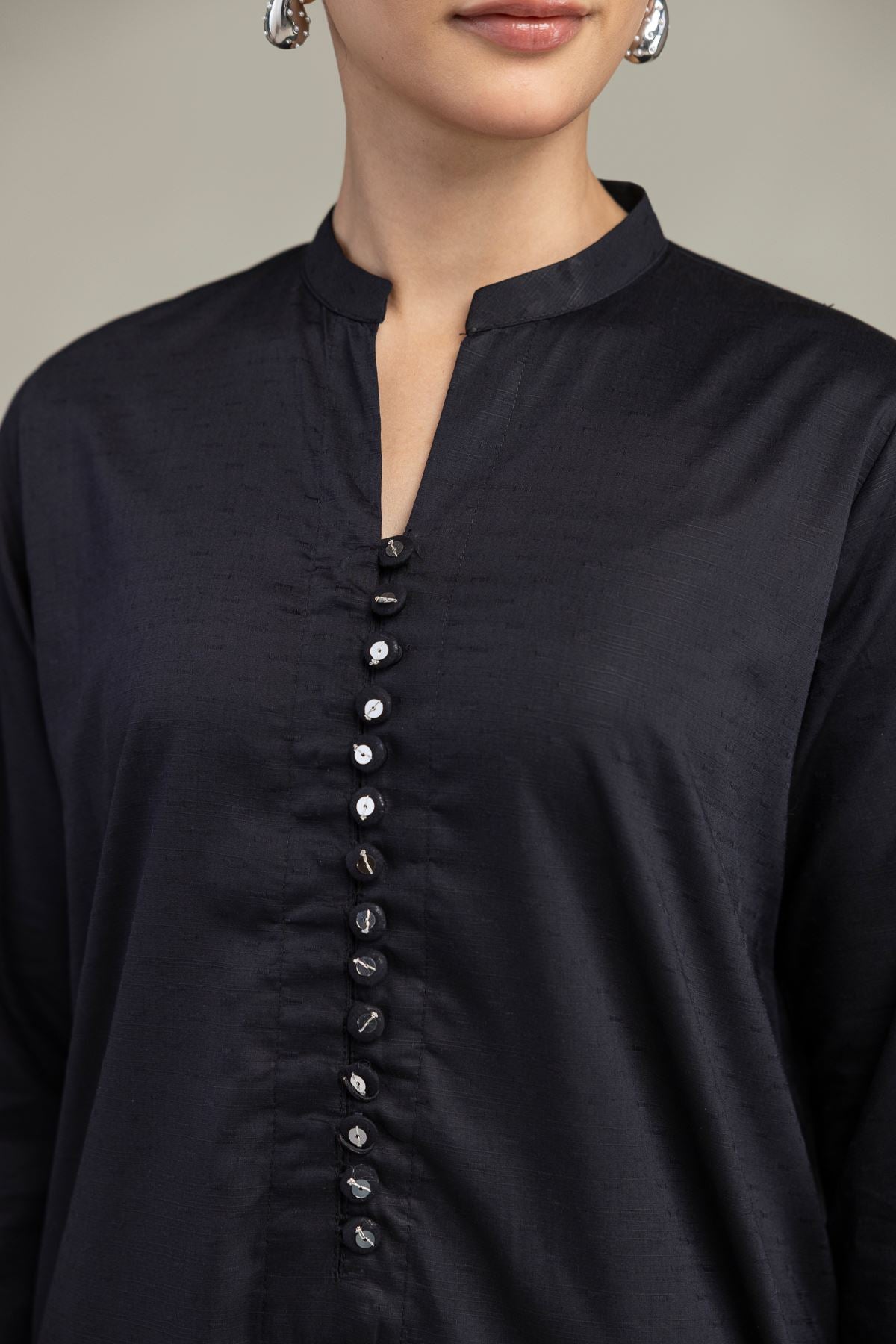 Black Cotton Kurta