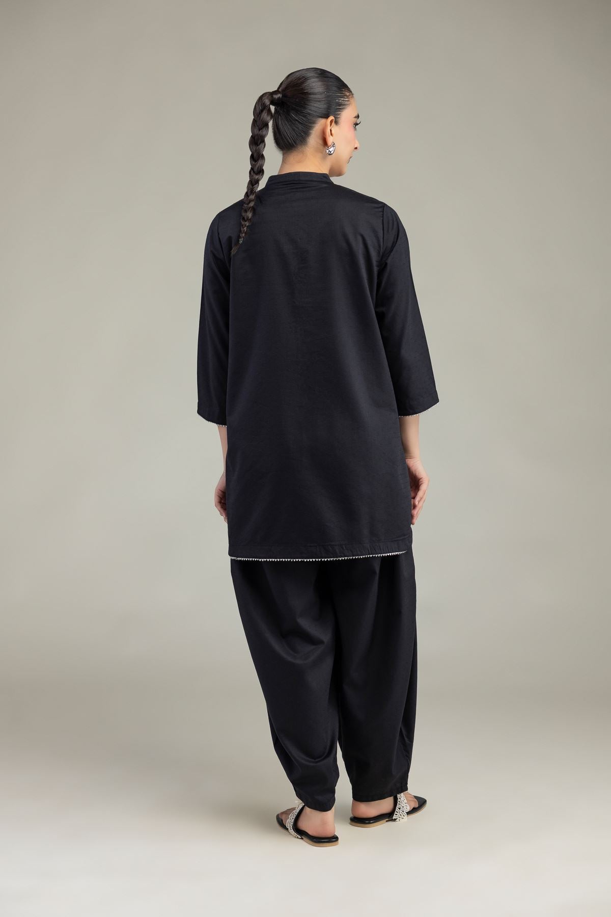 Black Cotton Kurta
