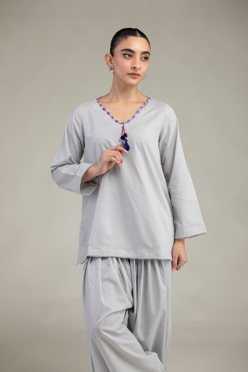Gray Cotton Kurta