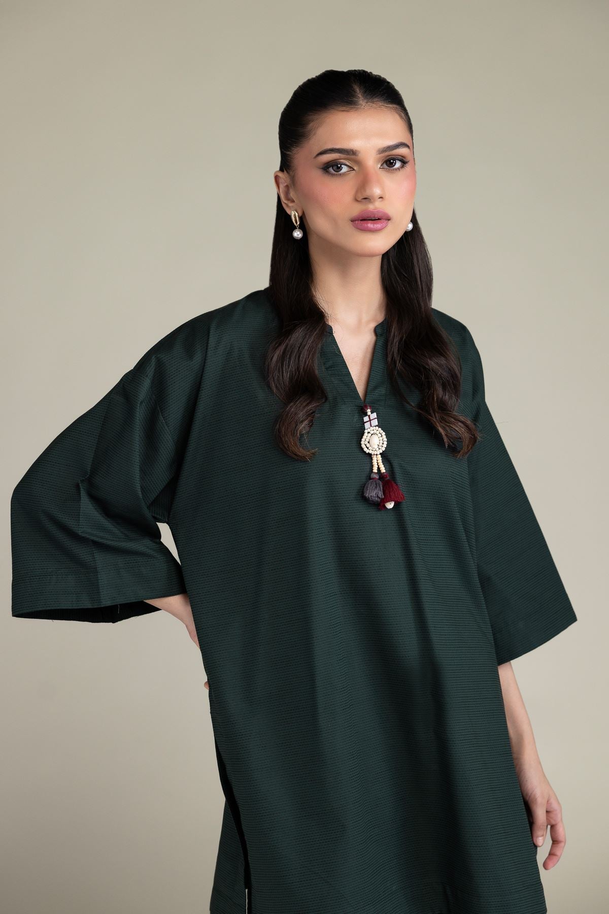 V-Neck Cotton Kurta