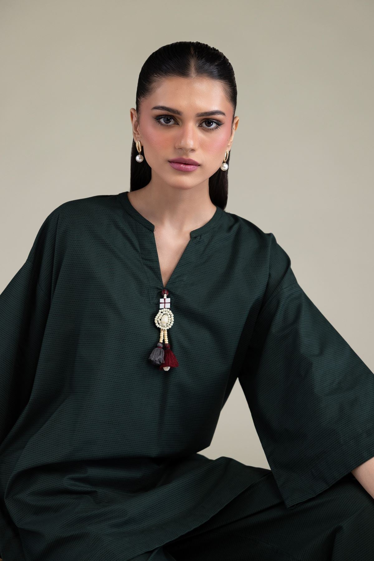 V-Neck Cotton Kurta