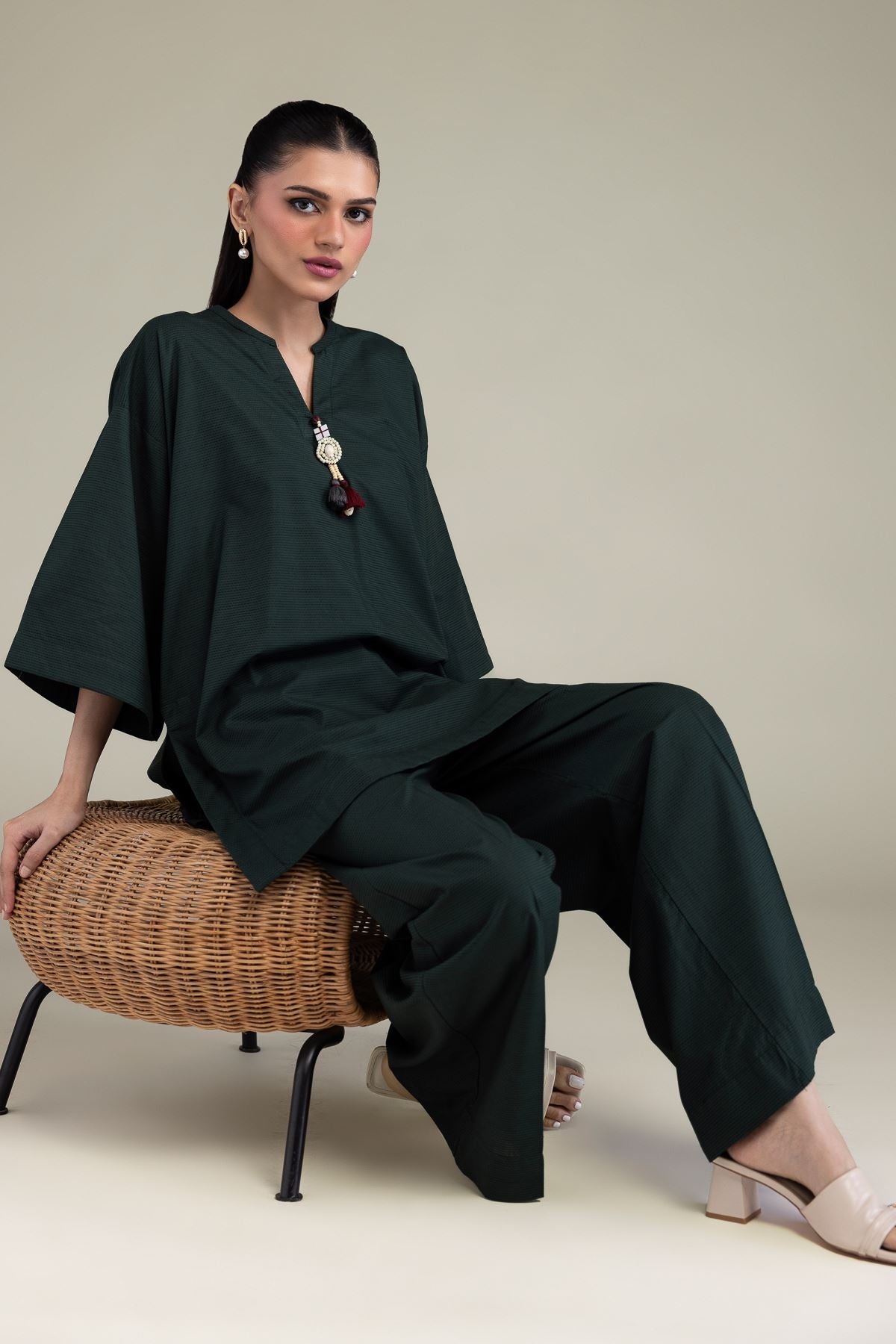 V-Neck Cotton Kurta