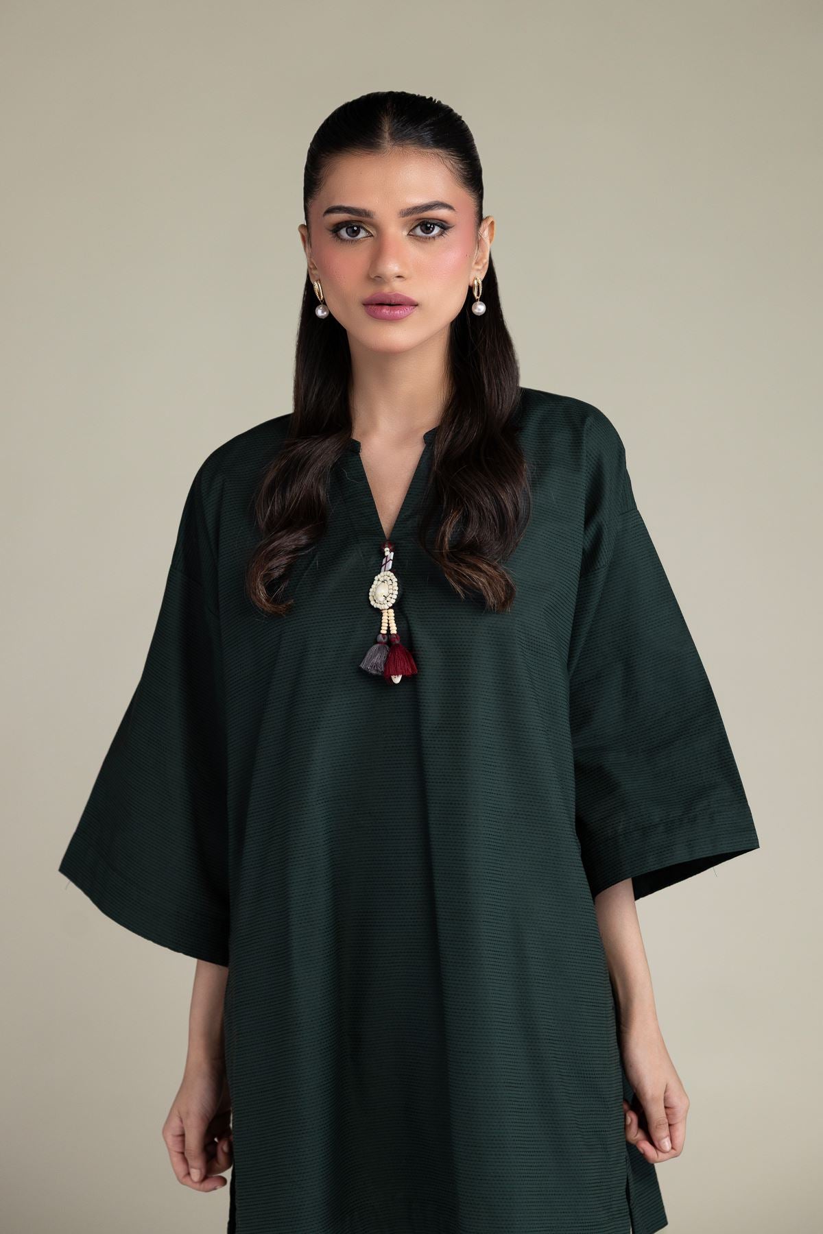 V-Neck Cotton Kurta