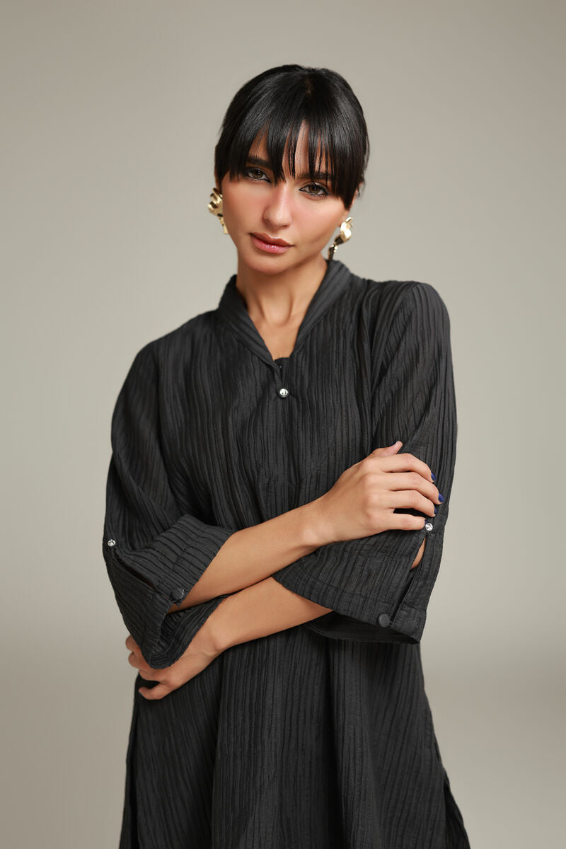 Black Crinkle Kurta