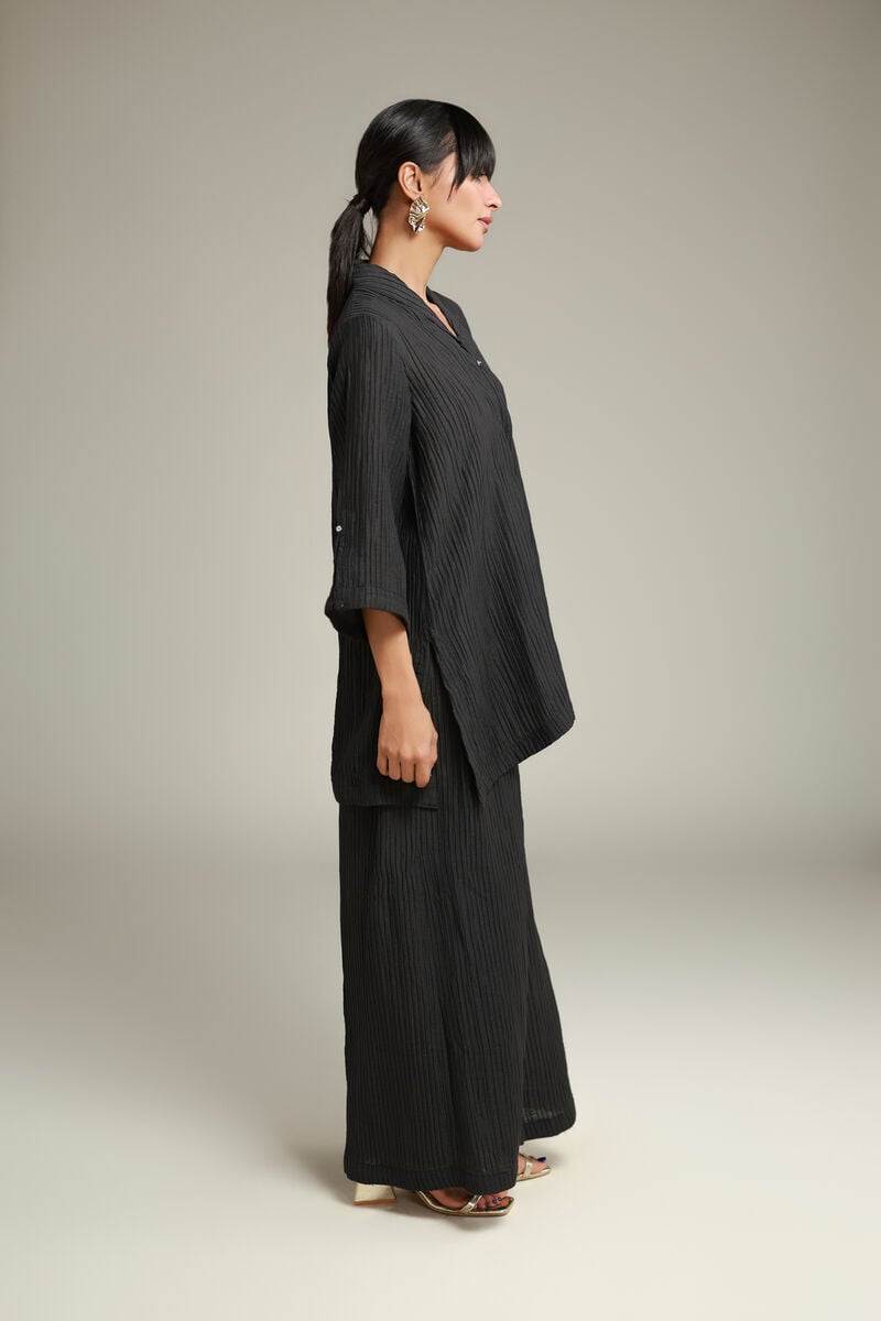 Black Crinkle Kurta