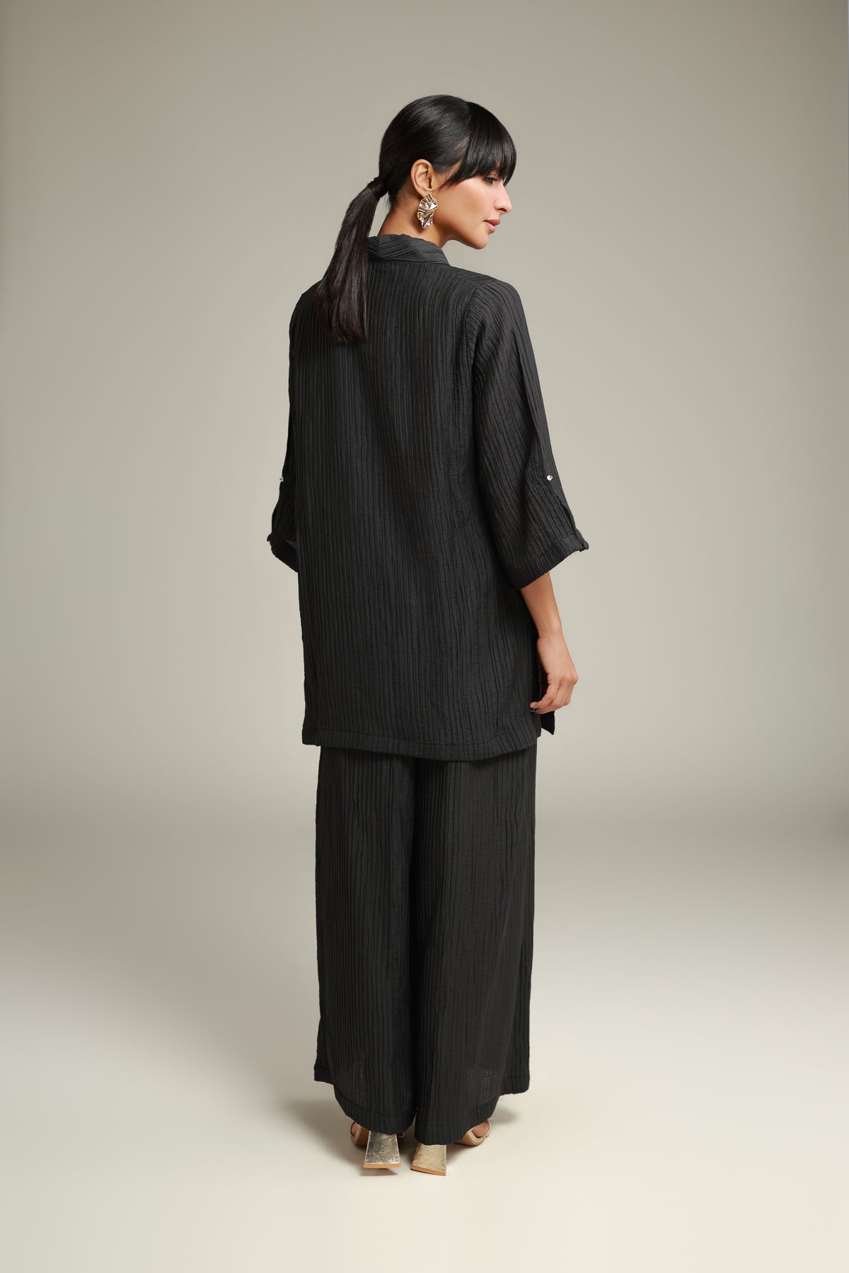Black Crinkle Kurta