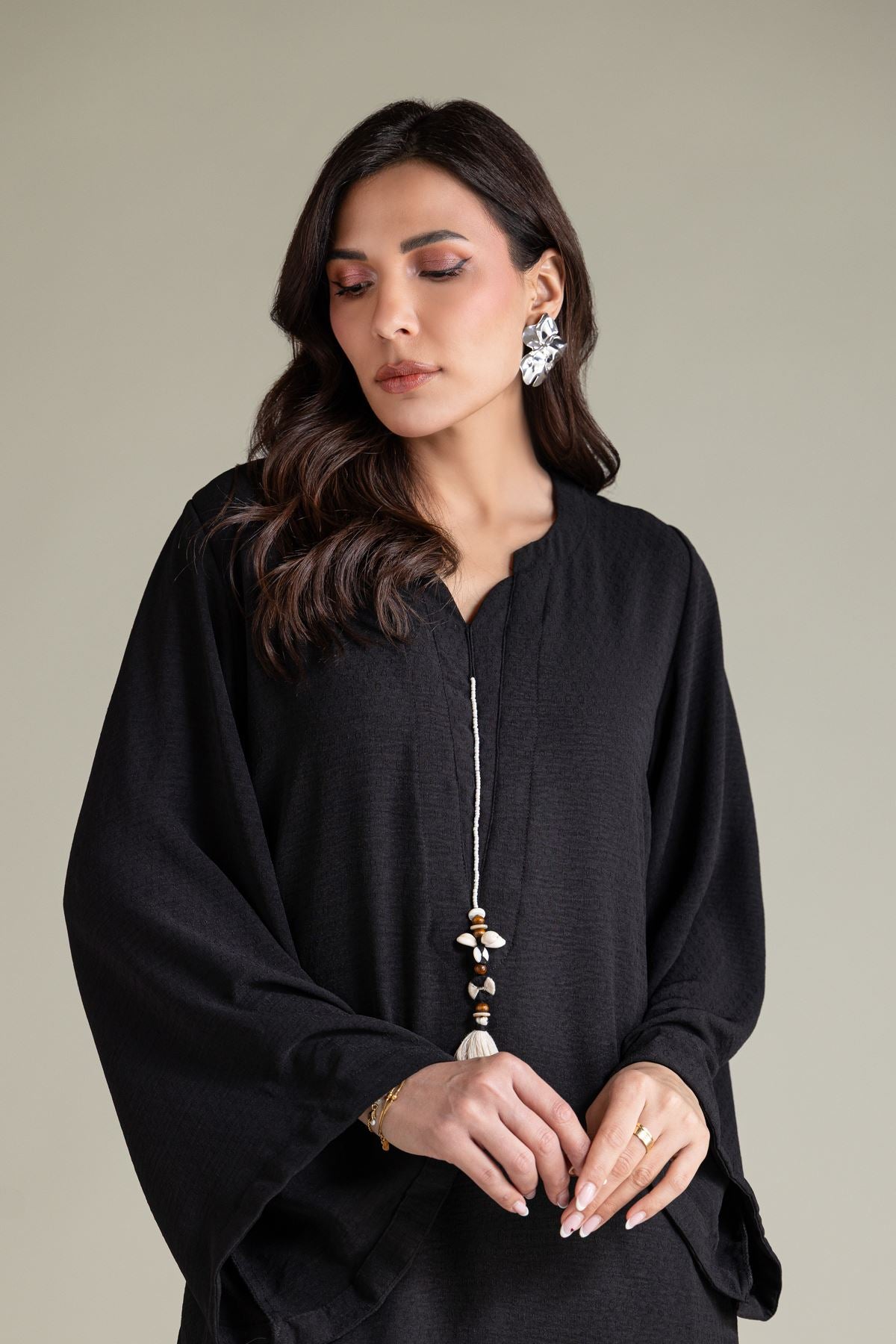 Black Crinkle Kurta