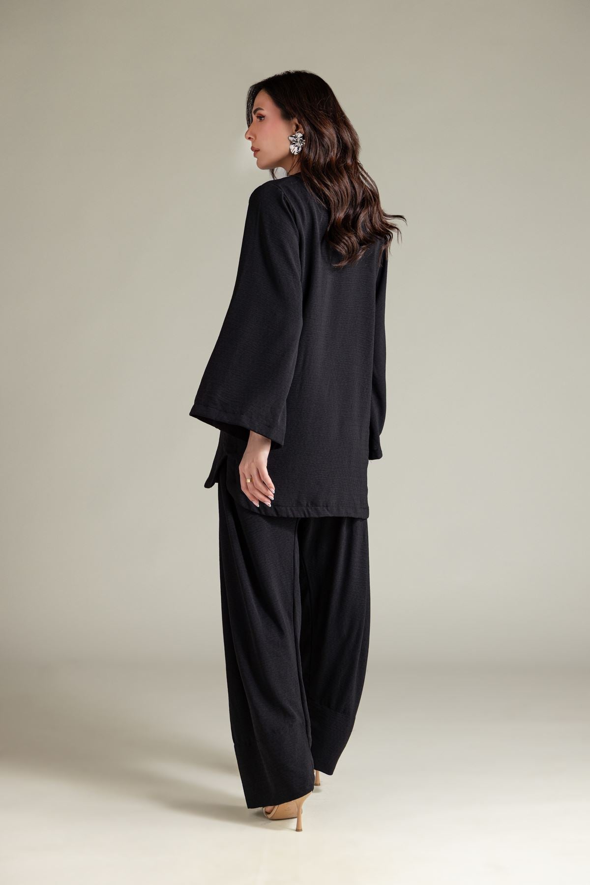 Black Crinkle Kurta