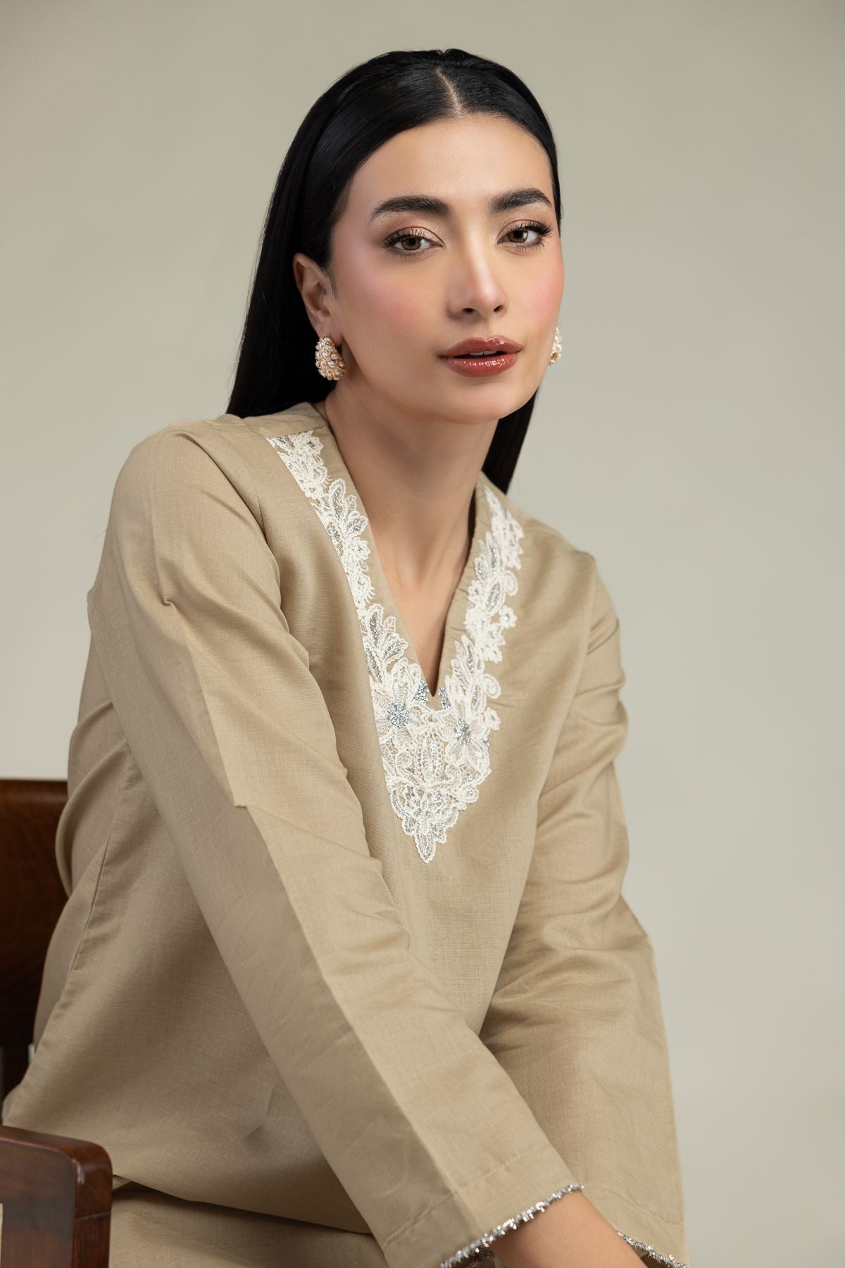 V-Neck Longline Kurta