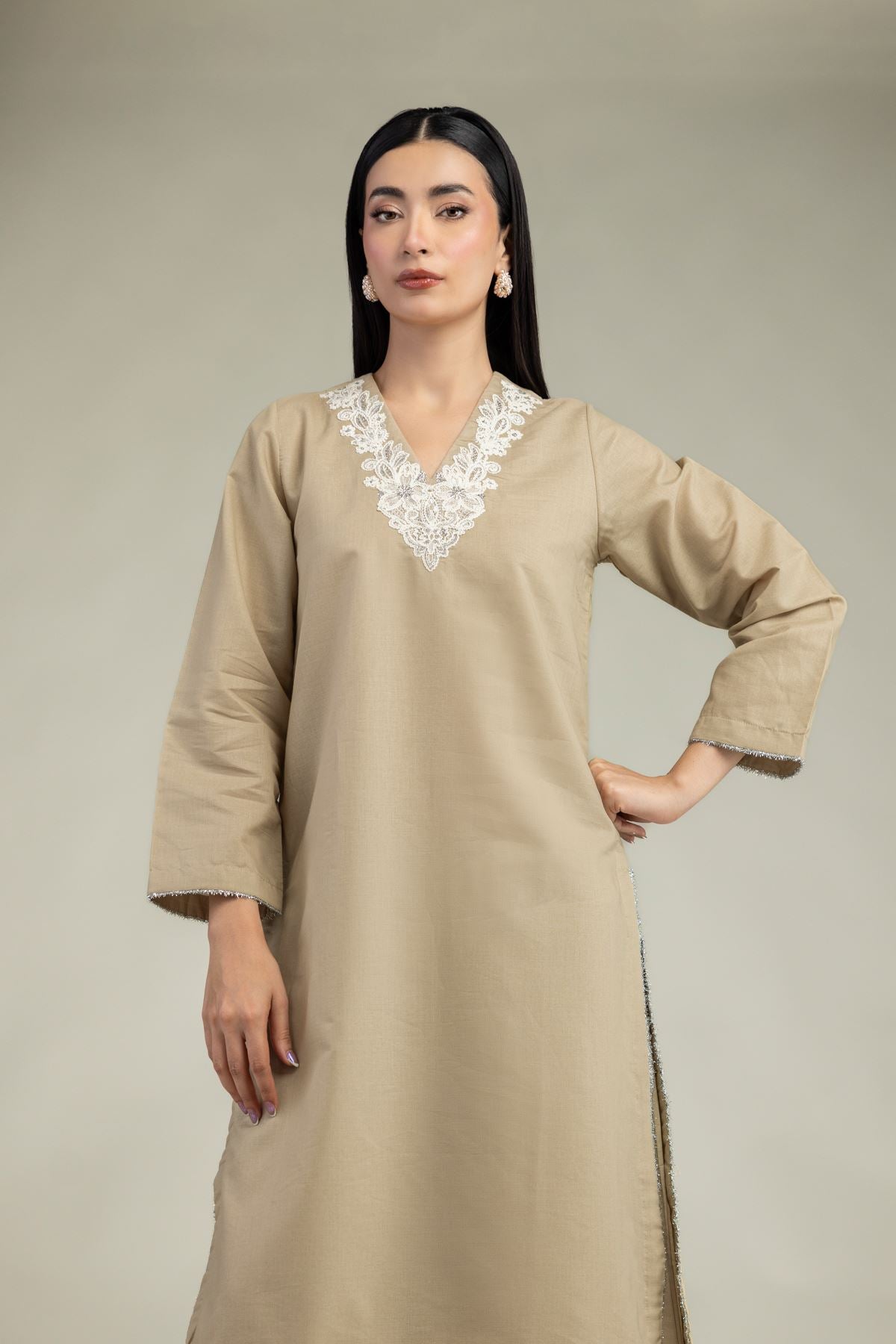 V-Neck Longline Kurta