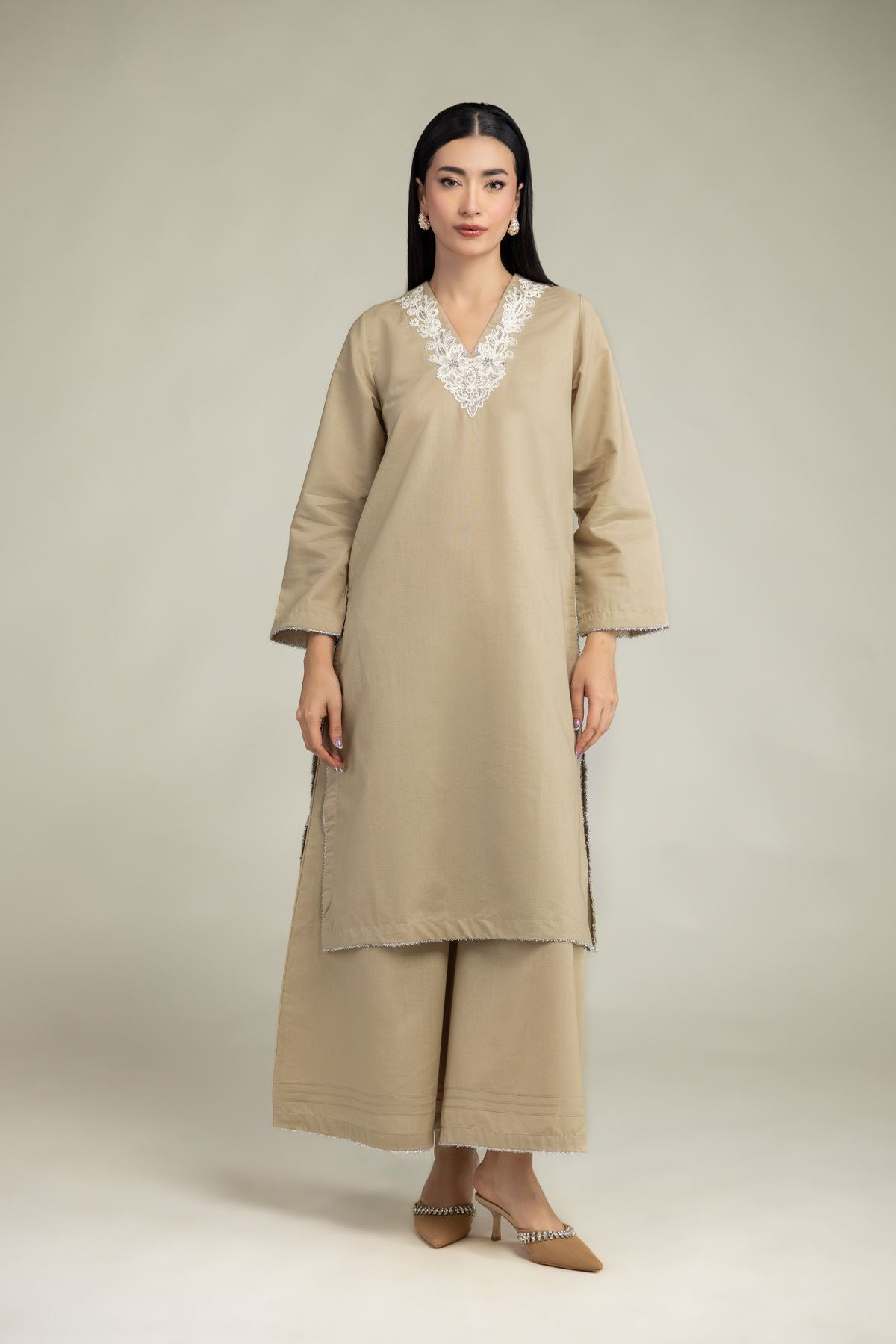 V-Neck Longline Kurta
