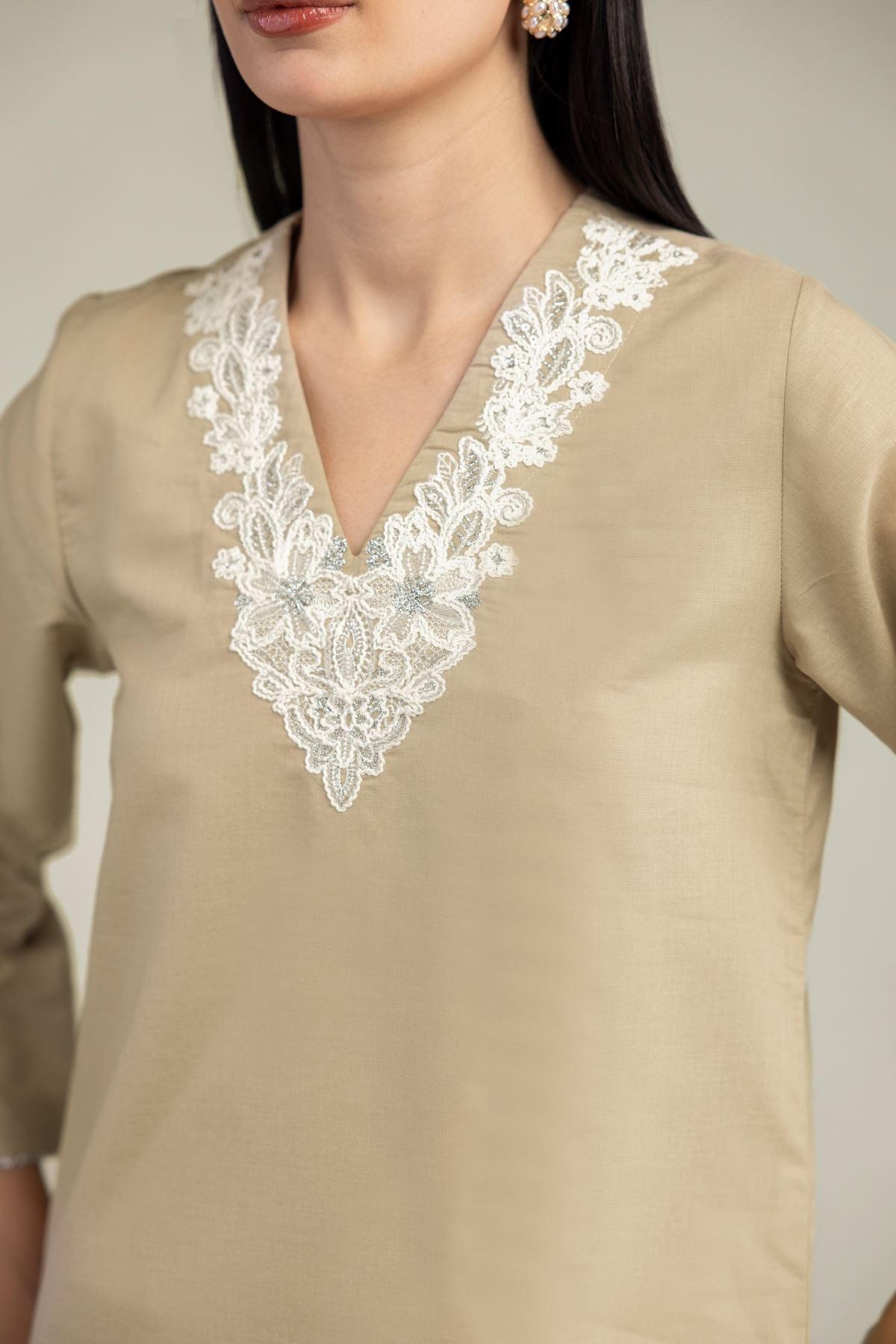 V-Neck Longline Kurta
