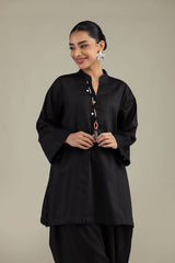 V-Neck Black Kurta
