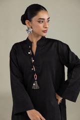 V-Neck Black Kurta