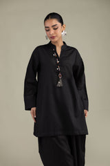 V-Neck Black Kurta
