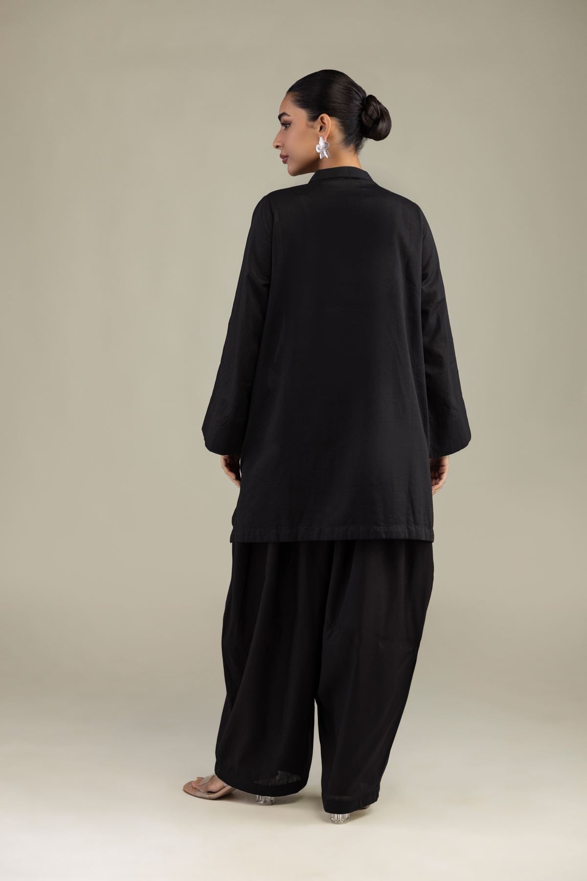 V-Neck Black Kurta