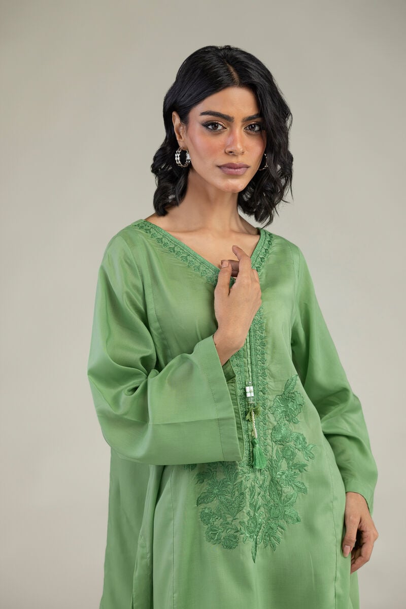 Green V-Neck Kurta