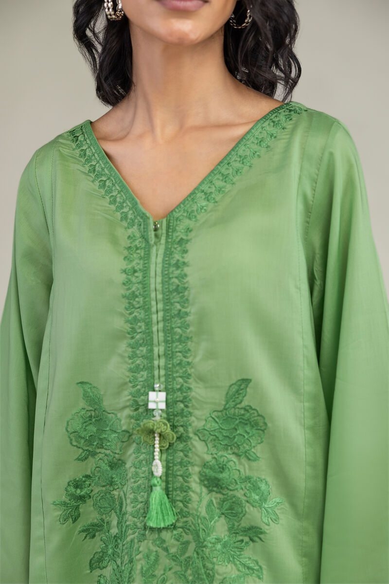 Green V-Neck Kurta