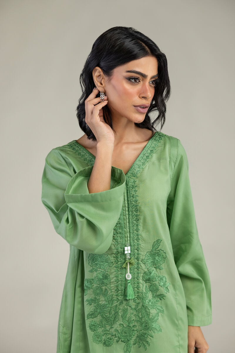 Green V-Neck Kurta