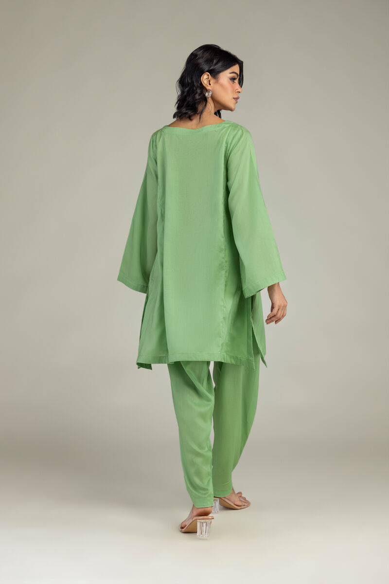 Green V-Neck Kurta