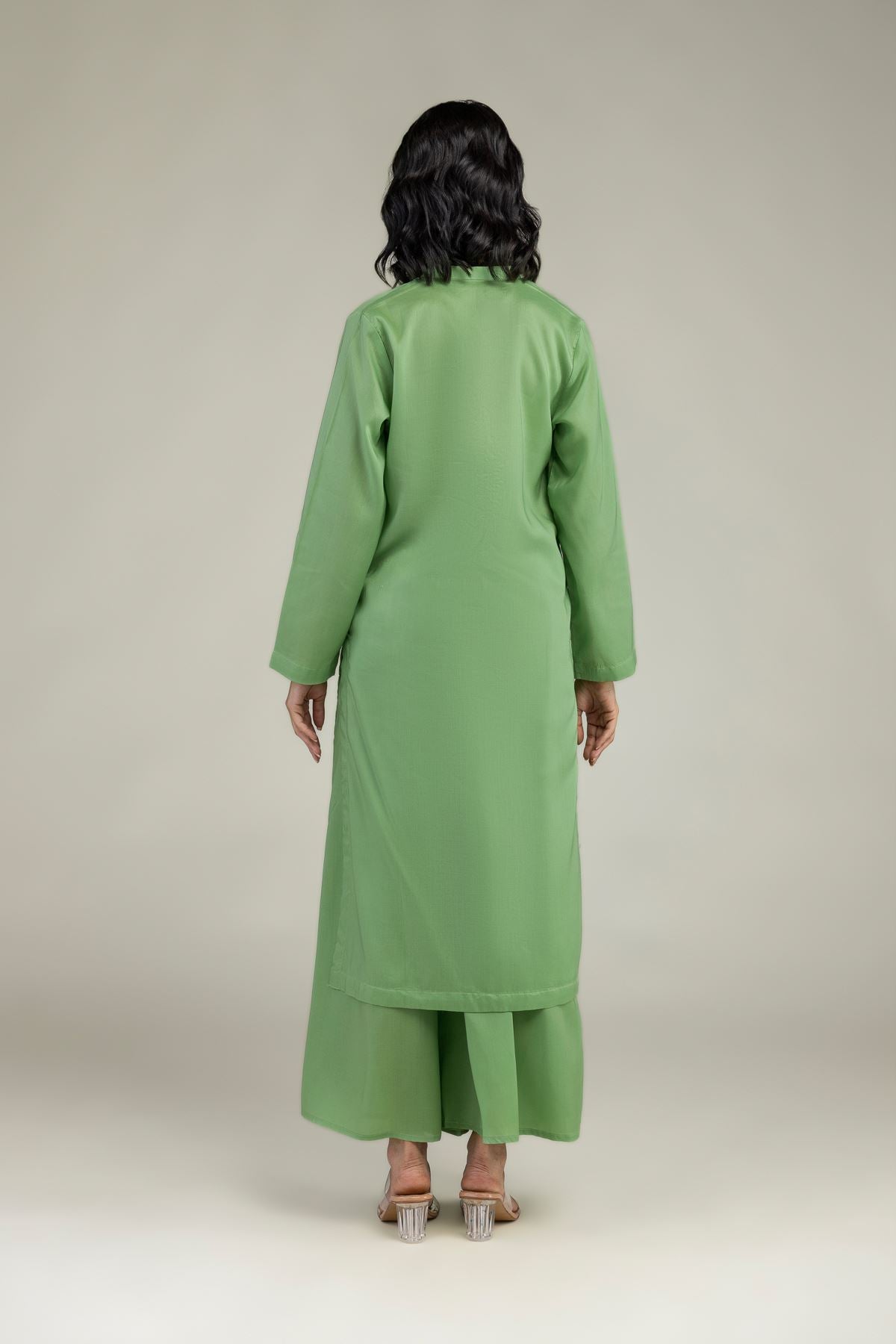 Green V-Neck Kurta