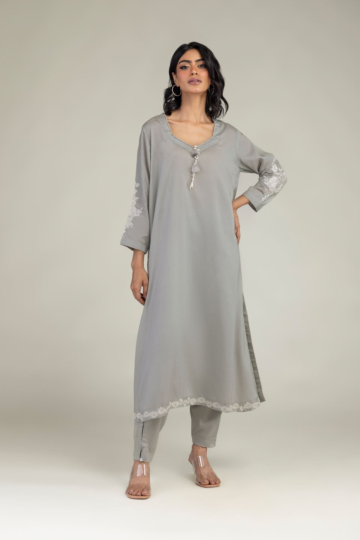 Gray Longline Kurta