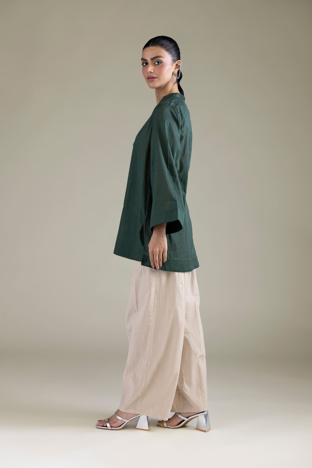 Solid V-Neck Kurta