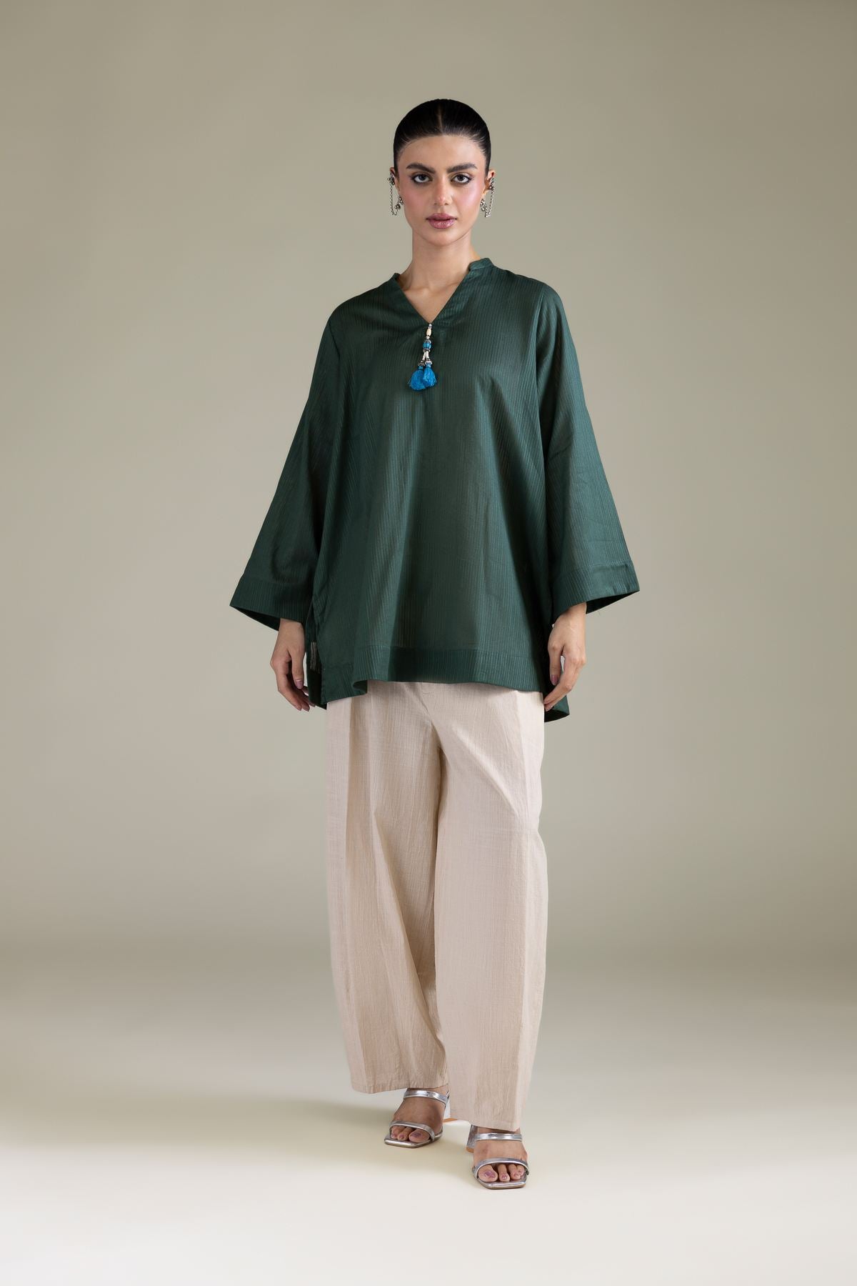 Solid V-Neck Kurta