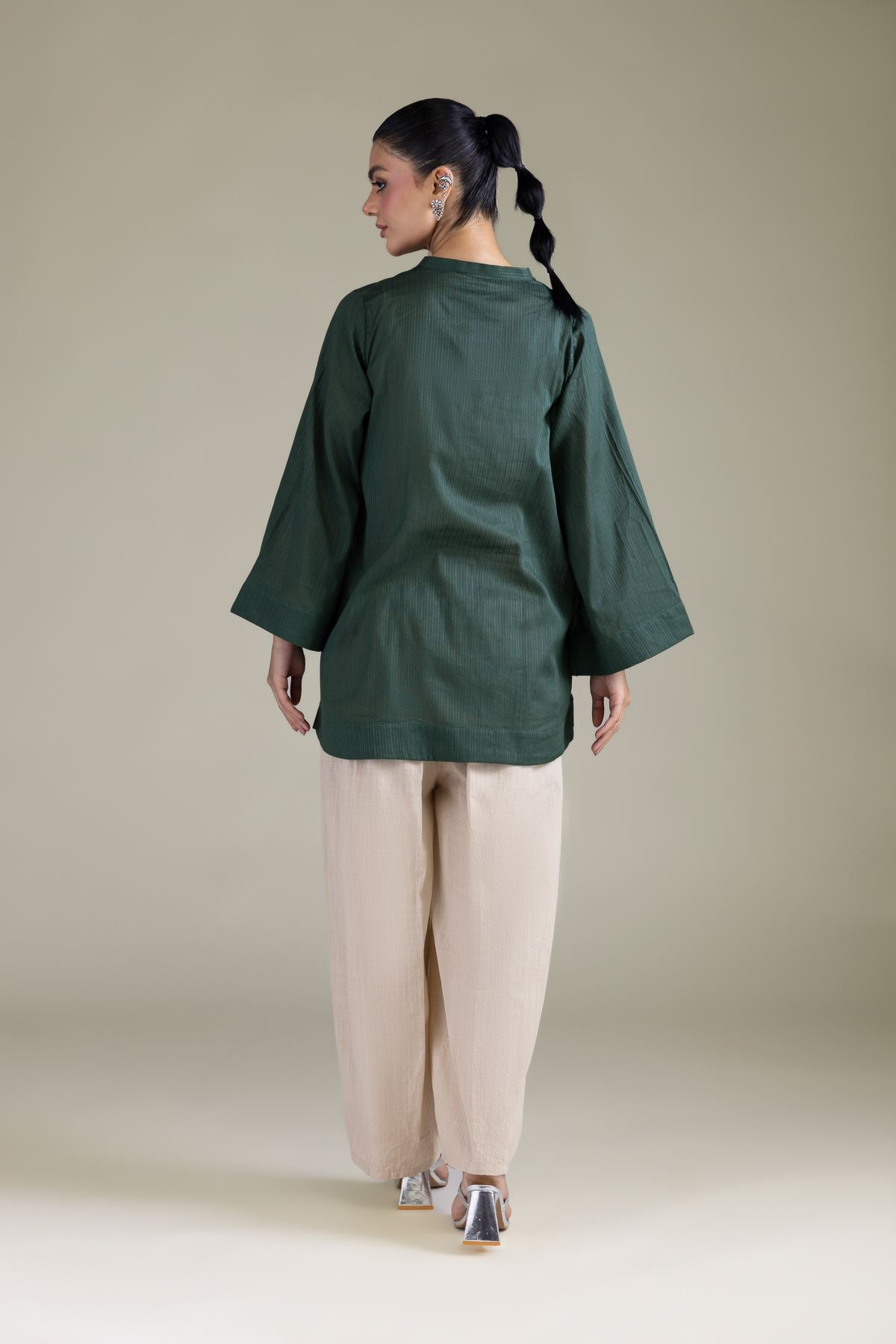 Solid V-Neck Kurta
