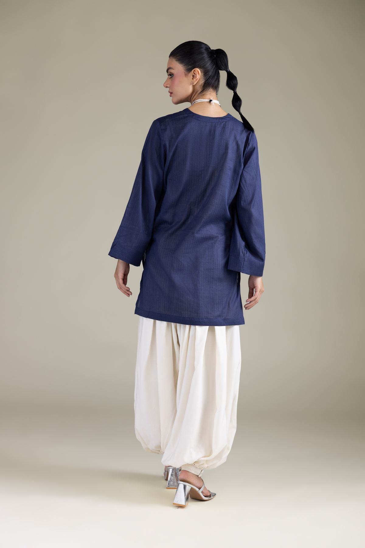 Navy V-Neck Kurta