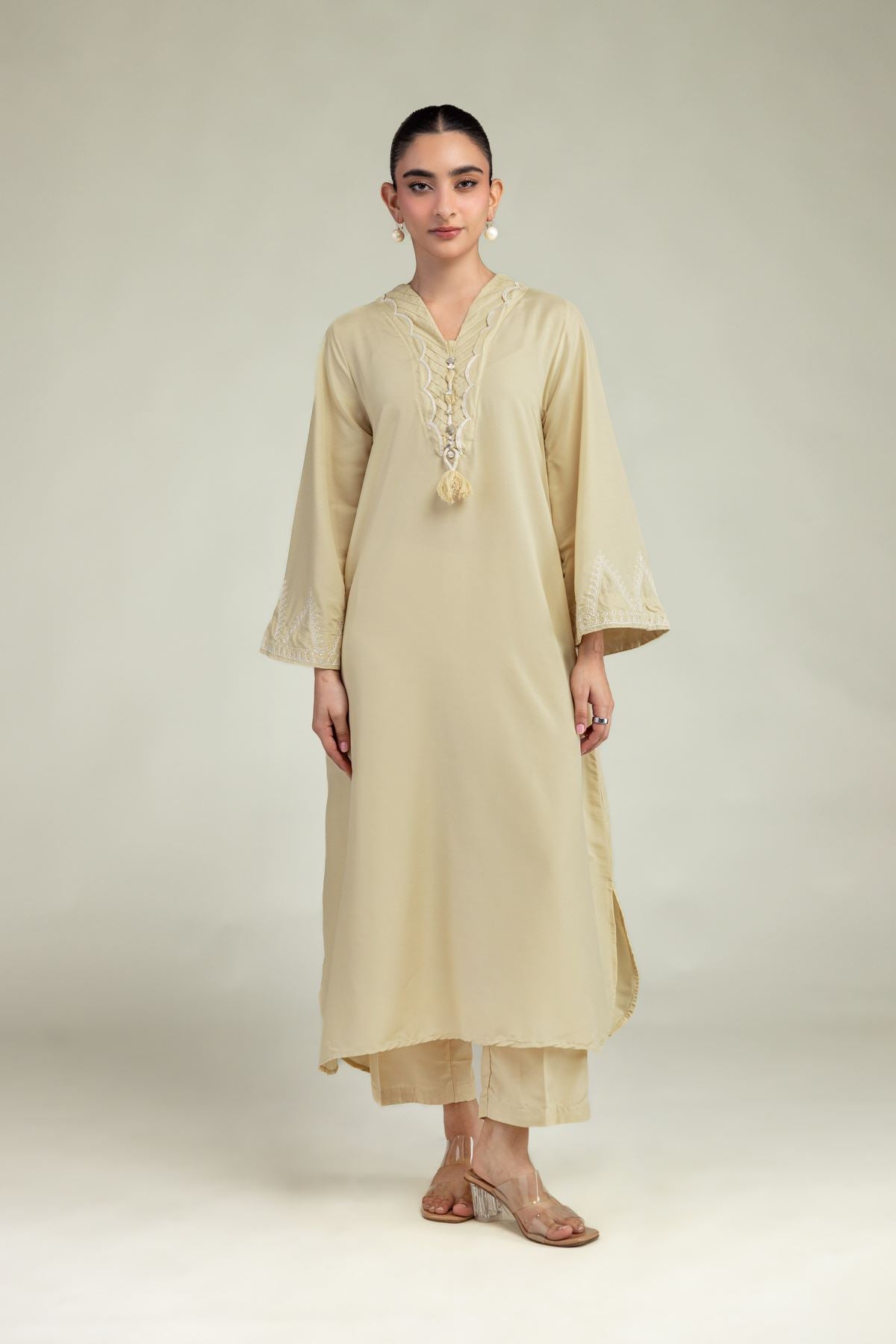 Beige Lawn Pants