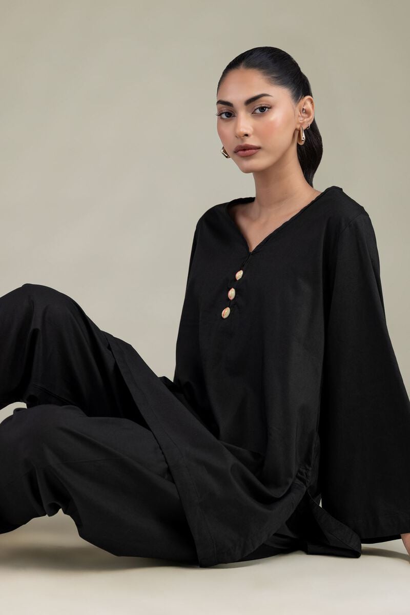 Black Solid Kurta