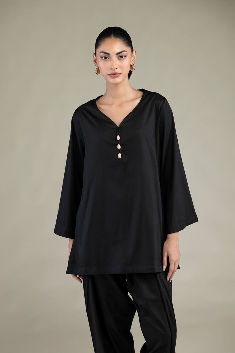 Black Solid Kurta