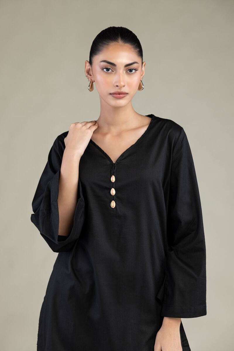 Black Solid Kurta