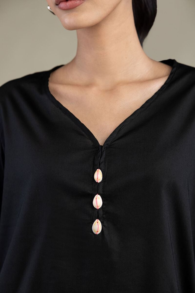 Black Solid Kurta